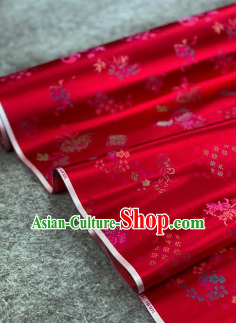 Traditional Chinese Satin Classical Pattern Design Wine Red Brocade Fabric Asian Silk Fabric Material