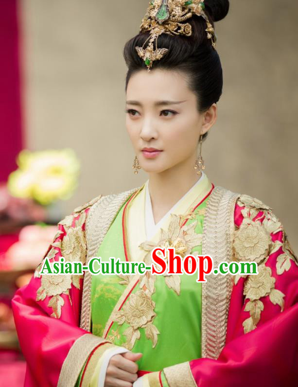 Drama The Legend of Deification Chinese Ancient Shang Dynasty Imperial Consort Su Daji Historical Costume and Headpiece Complete Set