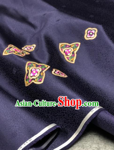 Traditional Chinese Satin Classical Embroidered Pattern Design Purple Brocade Fabric Asian Silk Fabric Material