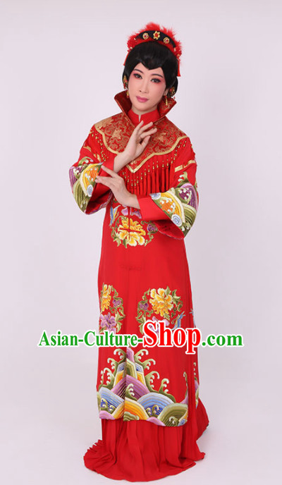 Chinese Traditional Peking Opera Wedding Costume Ancient Bride Red Dress for Women