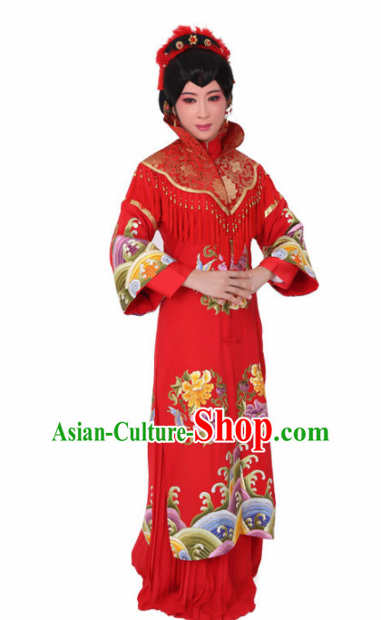 Chinese Traditional Peking Opera Wedding Costume Ancient Bride Red Dress for Women