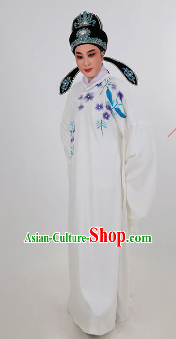Chinese Traditional Beijing Opera Niche White Robe Ancient Scholar Childe Costume for Men
