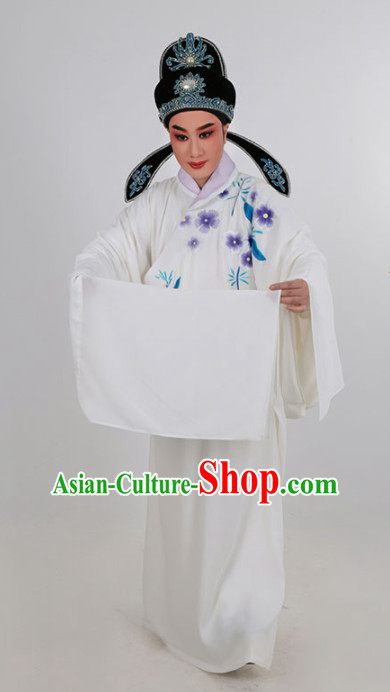 Chinese Traditional Beijing Opera Niche White Robe Ancient Scholar Childe Costume for Men