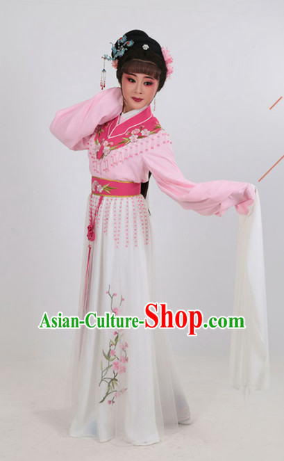 Chinese Traditional Peking Opera Actress Pink Water Sleeve Dress Ancient Court Lady Embroidered Costume for Women