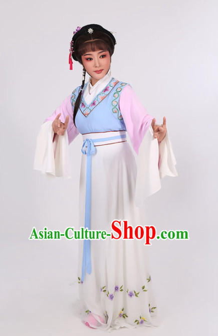 Chinese Traditional Peking Opera Young Lady Dress Ancient Maidservants Embroidered Costume for Women