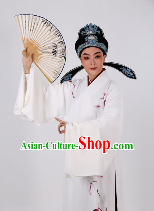 Chinese Traditional Beijing Opera Niche Costume Ancient Scholar Childe White Robe for Men