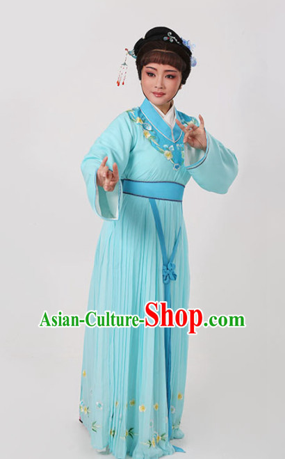 Chinese Traditional Peking Opera Actress Light Blue Dress Ancient Nobility Lady Embroidered Costume for Women