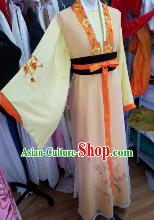 Traditional Chinese Peking Opera Nobility Lady Diva Orange Dress Ancient Court Maid Embroidered Costume for Women