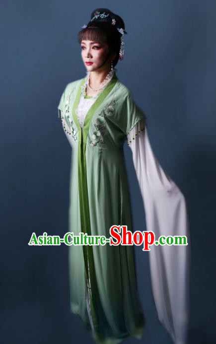 Chinese Traditional Opera Peri Princess Green Dress Ancient Beijing Opera Diva Embroidered Costume for Women