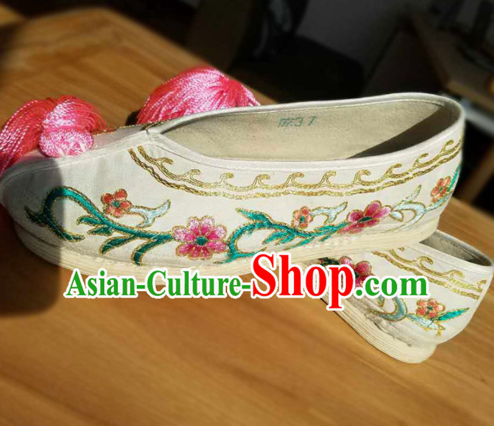 Chinese Traditional Beijing Opera Diva Shoes Ancient Princess Hanfu Embroidered Shoes for Adults