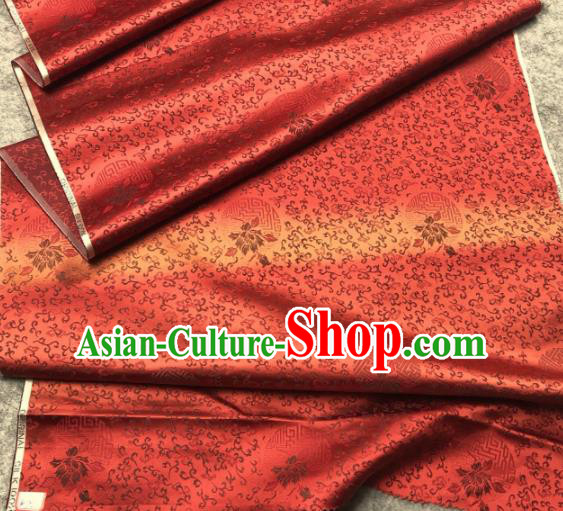 Traditional Chinese Red Silk Fabric Classical Peony Pattern Design Brocade Fabric Asian Satin Material
