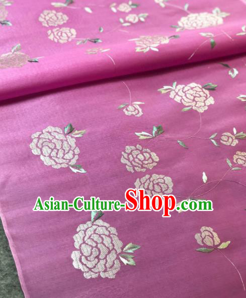 Traditional Chinese Silk Fabric Classical Embroidered Pattern Design Lilac Brocade Fabric Asian Satin Material