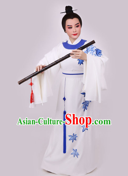 Chinese Traditional Beijing Opera Niche White Robe Ancient Nobility Childe Costume for Men
