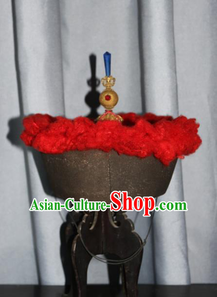 Chinese Ancient Drama Emperor Hat Traditional Qing Dynasty Manchu Headwear for Men