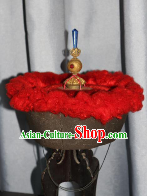 Chinese Ancient Drama Emperor Hat Traditional Qing Dynasty Manchu Headwear for Men