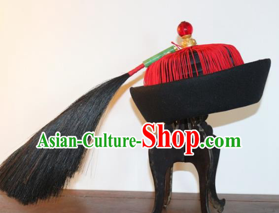 Chinese Ancient Drama Manchu Royal Highness Hat Traditional Qing Dynasty Minister Headwear for Men
