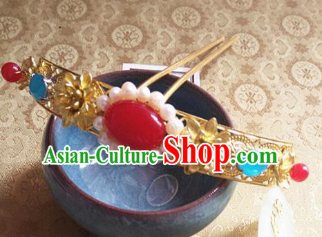 Chinese Ancient Princess Hair Clip Golden Hairpins Traditional Hanfu Palace Hair Accessories for Women