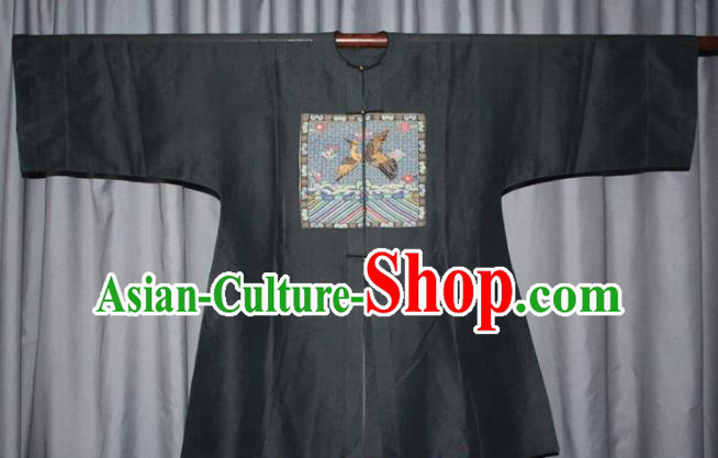 Chinese Traditional Drama Manchu Costume Ancient Qing Dynasty Minister Black Robe for Men