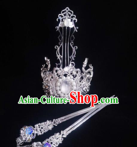 Chinese Ancient Swordsman Hairdo Crown Tassel Hairpins Traditional Hanfu Hair Accessories for Men