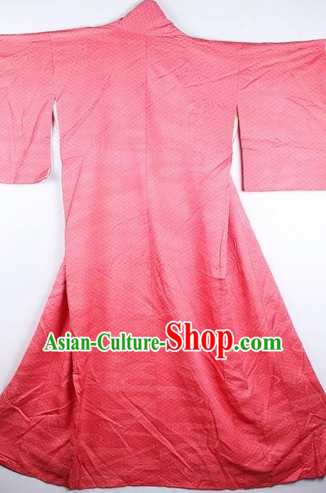 Japanese Traditional Pink Furisode Kimono Asian Japan National Yukata Dress Costume for Women