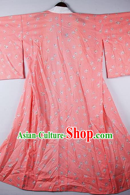 Japanese Traditional Ceremony Costume Printing Peach Pink Furisode Kimono Asian Japan National Yukata Dress for Women