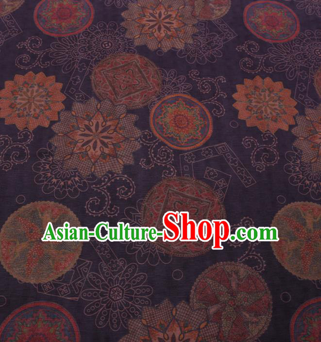 Traditional Chinese Classical Pattern Design Purple Gambiered Guangdong Gauze Asian Brocade Silk Fabric
