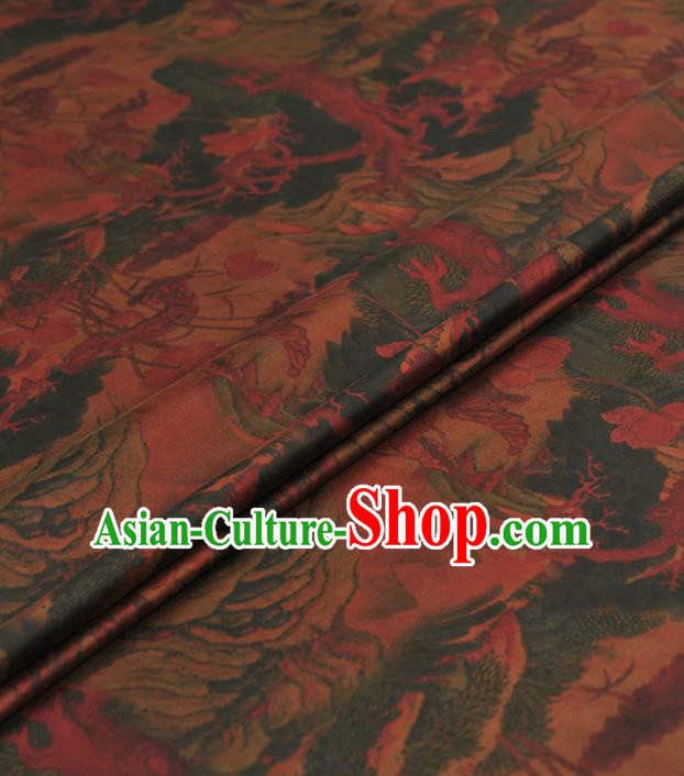 Chinese Traditional Pattern Design Atrovirens Gambiered Guangdong Gauze Asian Brocade Silk Fabric