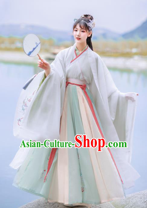 Chinese Traditional Court Princess Hanfu Dress Ancient Jin Dynasty Palace Lady Embroidered Historical Costume for Women