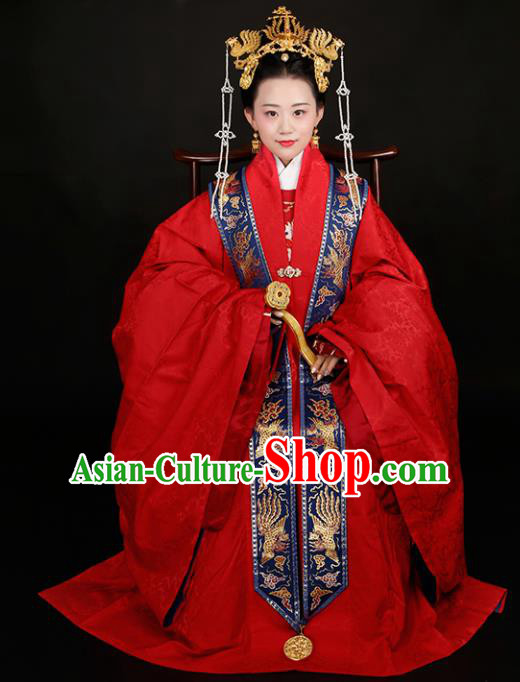 Chinese Traditional Ming Dynasty Court Wedding Red Hanfu Dress Ancient Imperial Empress Replica Costumes for Women