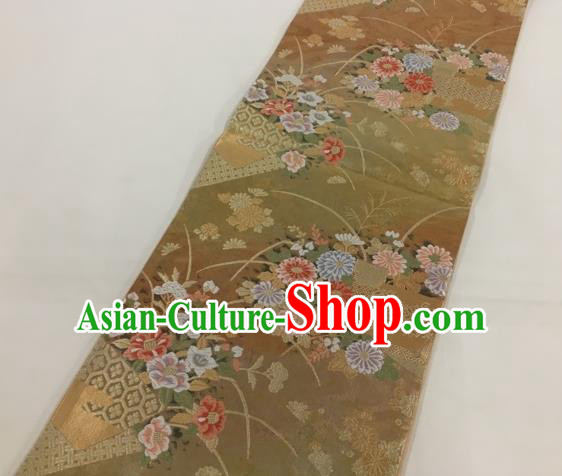 Japanese Traditional Classical Cornflower Pattern Waistband Kimono Brocade Accessories Asian Japan Yukata Belt for Women