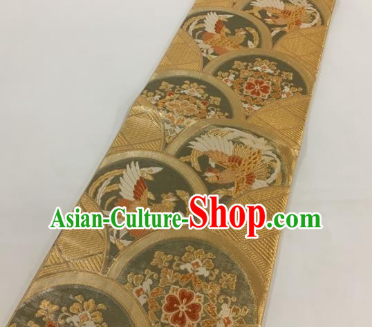 Japanese Traditional Classical Phoenix Pattern Golden Waistband Kimono Brocade Accessories Asian Japan Yukata Belt for Women