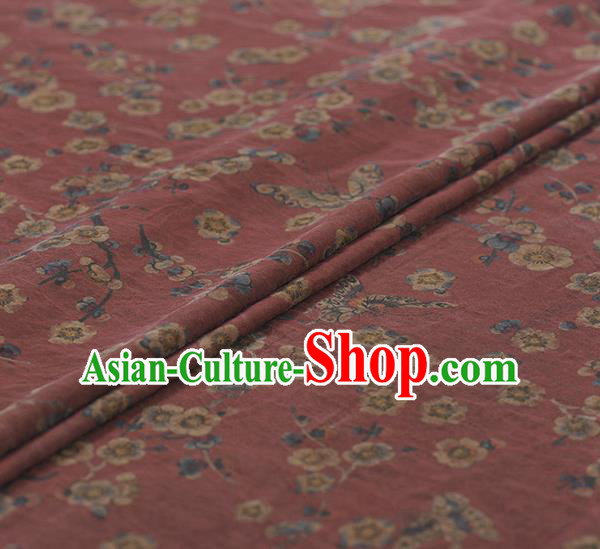 Chinese Traditional Wintersweet Butterfly Pattern Design Amaranth Gambiered Guangdong Gauze Asian Brocade Silk Fabric