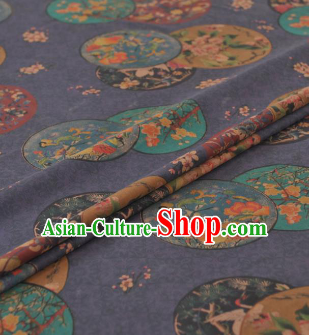 Chinese Classical Flowers Vase Pattern Design Navy Gambiered Guangdong Gauze Traditional Asian Brocade Silk Fabric