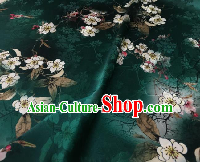 Asian Chinese Classical Plum Pattern Green Brocade Satin Drapery Traditional Cheongsam Brocade Silk Fabric