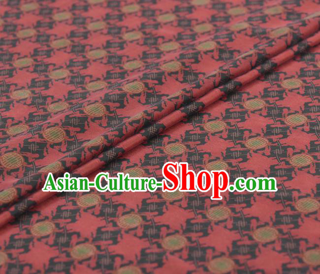 Asian Chinese Classical Lucky Pattern Red Gambiered Guangdong Gauze Traditional Cheongsam Brocade Silk Fabric