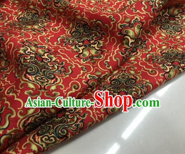 Asian Chinese Classical Totem Pattern Red Brocade Satin Drapery Traditional Cheongsam Brocade Silk Fabric