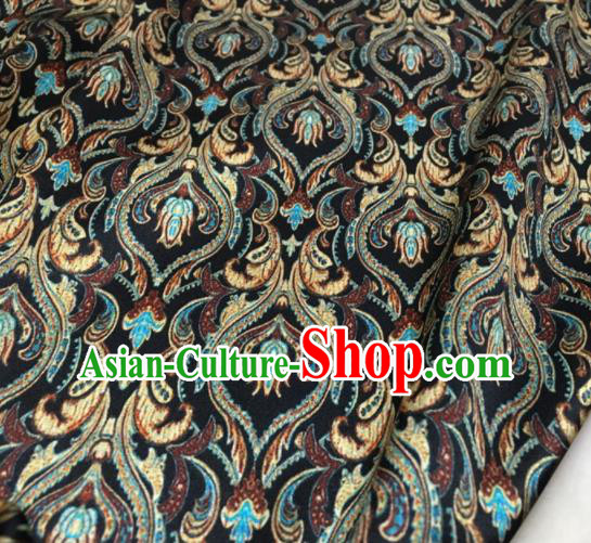 Asian Chinese Classical Pattern Black Brocade Satin Drapery Traditional Cheongsam Brocade Silk Fabric