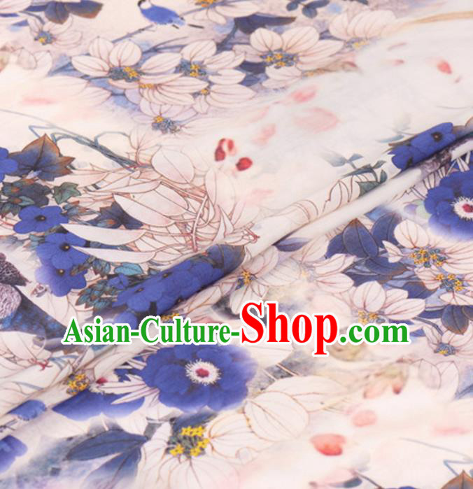 Asian Chinese Classical Flowers Pattern Gambiered Guangdong Gauze Traditional Cheongsam Brocade Silk Fabric