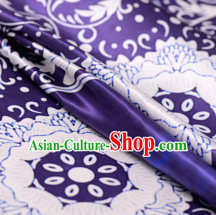 Asian Chinese Classical Pattern Purple Gambiered Guangdong Gauze Traditional Cheongsam Brocade Silk Fabric