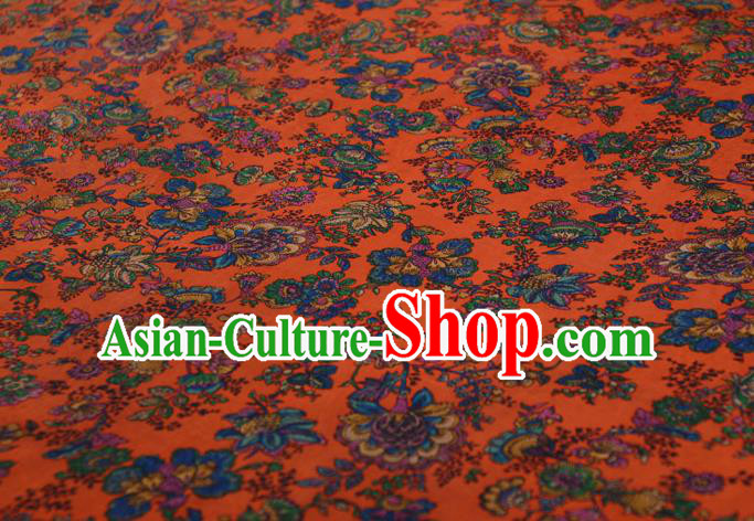 Asian Chinese Classical Cockscomb Pattern Orange Gambiered Guangdong Gauze Traditional Cheongsam Brocade Silk Fabric