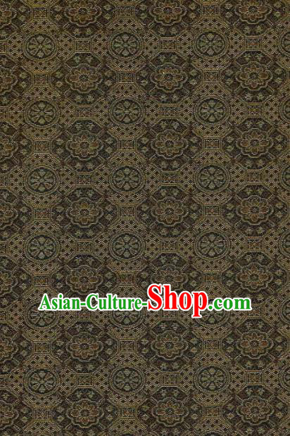 Japanese Traditional Kimono Classical Pattern Brown Brocade Asian Japan Satin Drapery Silk Fabric