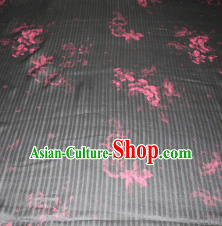 Chinese Traditional Cheongsam Classical Pattern Black Gambiered Guangdong Gauze Asian Satin Drapery Brocade Silk Fabric