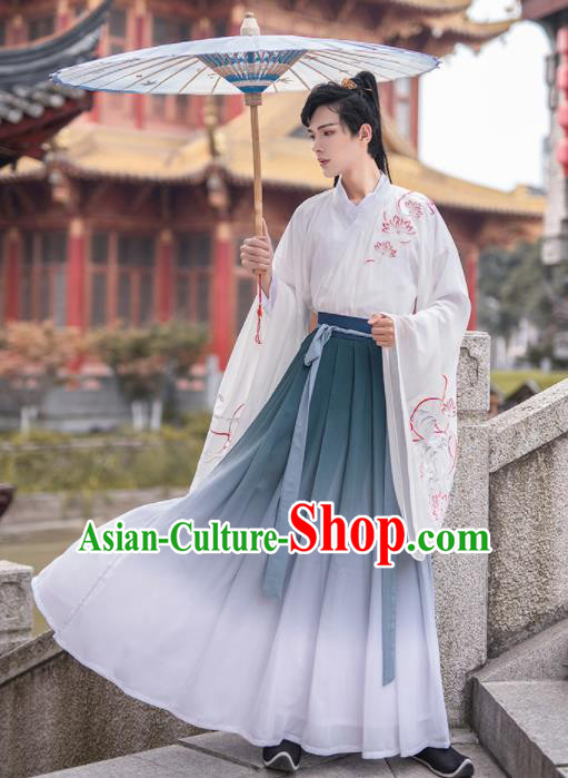 Chinese Ancient Nobility Childe Hanfu Clothing Antique Traditional Jin Dynasty Scholar Historical Costume for Men