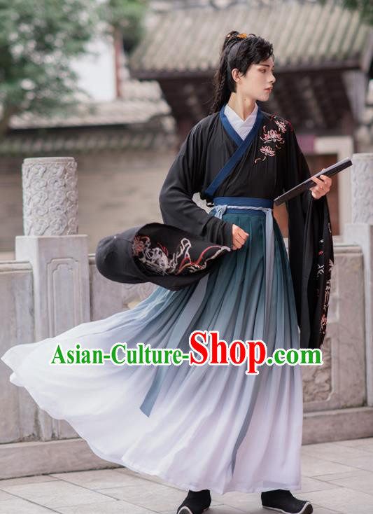 Chinese Ancient Swordsman Hanfu Clothing Antique Traditional Jin Dynasty Nobility Childe Historical Costume for Men
