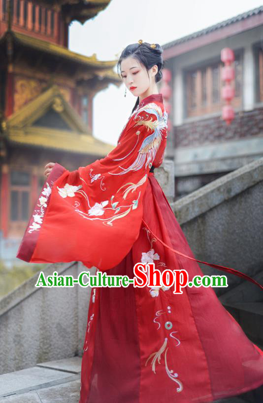 Chinese Ancient Wedding Red Hanfu Dress Antique Traditional Tang Dynasty Court Princess Historical Costume for Women