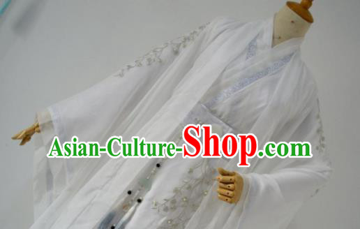 Customized Chinese Traditional Cosplay Prince Swordsman White Costume Ancient Drama Childe Clothing for Men