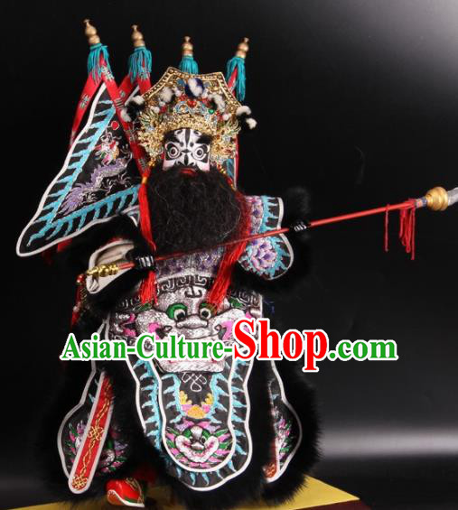Traditional Chinese Handmade General Zhang Fei Puppet String Puppet Wooden Image Marionette Puppets Arts Collectibles