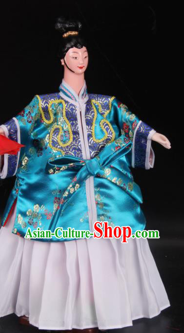 Traditional Chinese Handmade Blue Beauty Puppet Marionette Puppets String Puppet Wooden Image Arts Collectibles