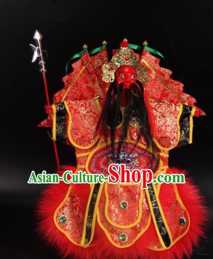 Traditional Chinese Handmade Red Armor Takefu Puppet Marionette Puppets String Puppet Wooden Image Arts Collectibles