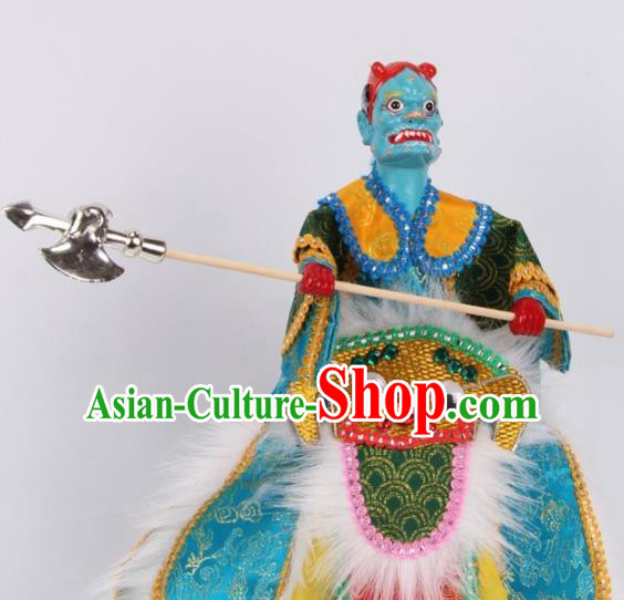 Traditional Chinese Handmade Green Clothing Takefu Puppet Marionette Puppets String Puppet Wooden Image Arts Collectibles